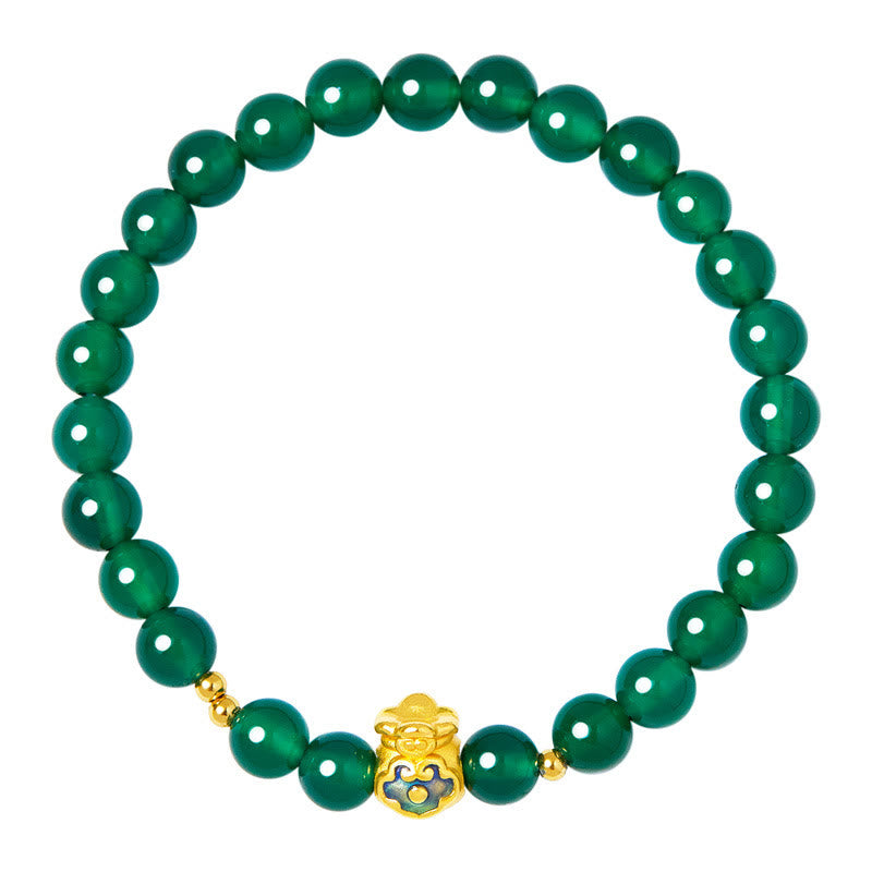 Bracelet en agate calcédoine verte pour la force et le calme