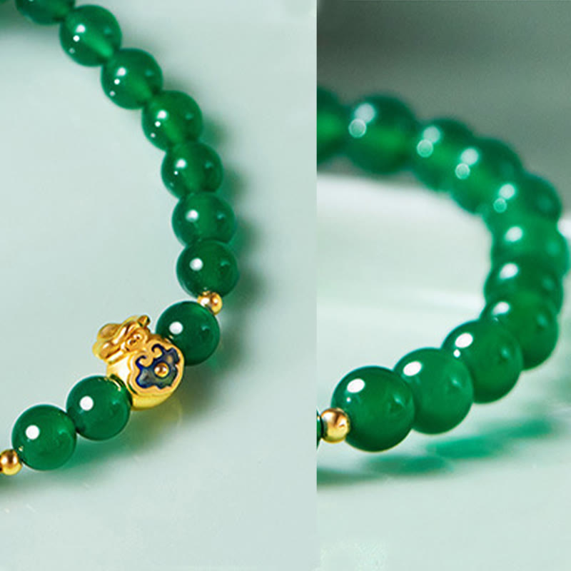Bracelet en agate calcédoine verte pour la force et le calme