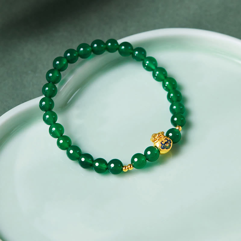 Bracelet en agate calcédoine verte pour la force et le calme