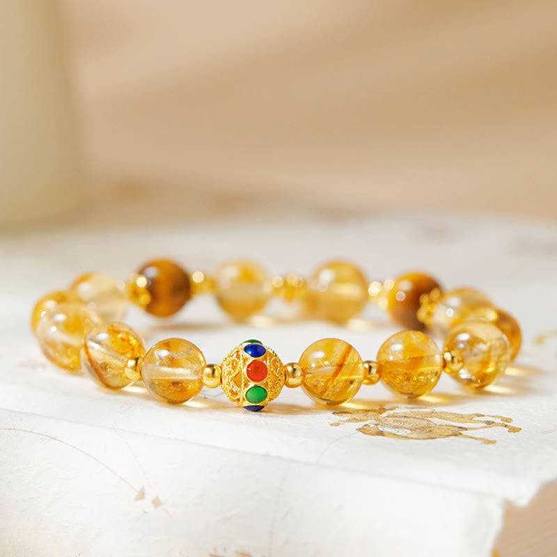 Bracelet de protection en œil de tigre citrine 8 mm