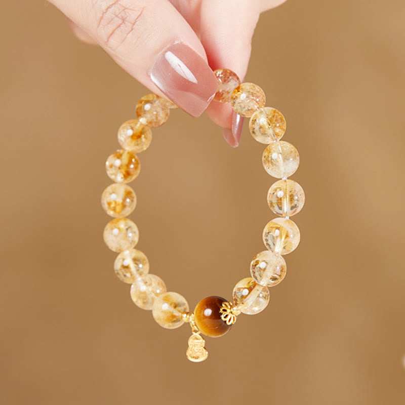 Bracelet de prospérité en citrine œil de tigre naturel 8 mm