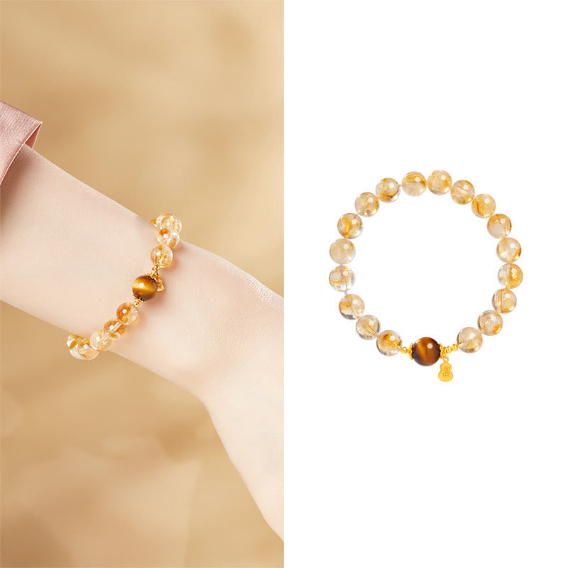 Bracelet de prospérité en citrine œil de tigre naturel 8 mm