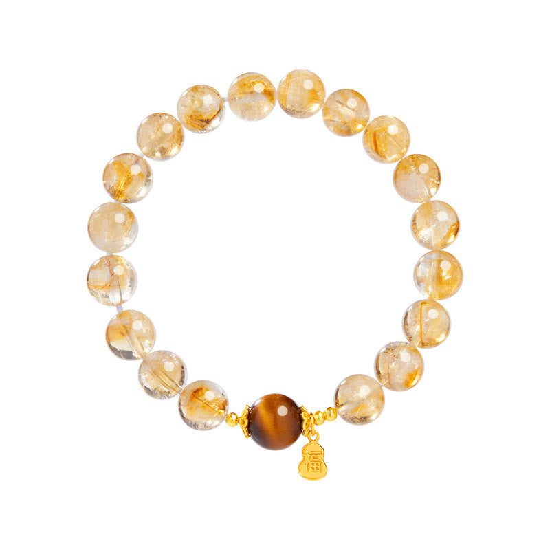 Bracelet de prospérité en citrine œil de tigre naturel 8 mm