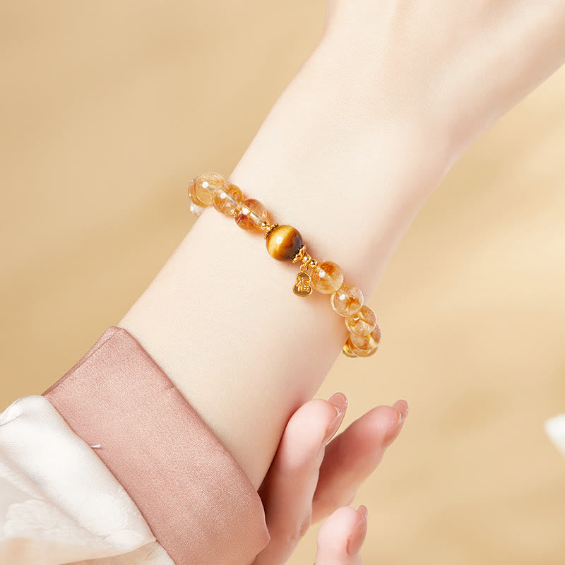 Bracelet de prospérité en citrine œil de tigre naturel 8 mm