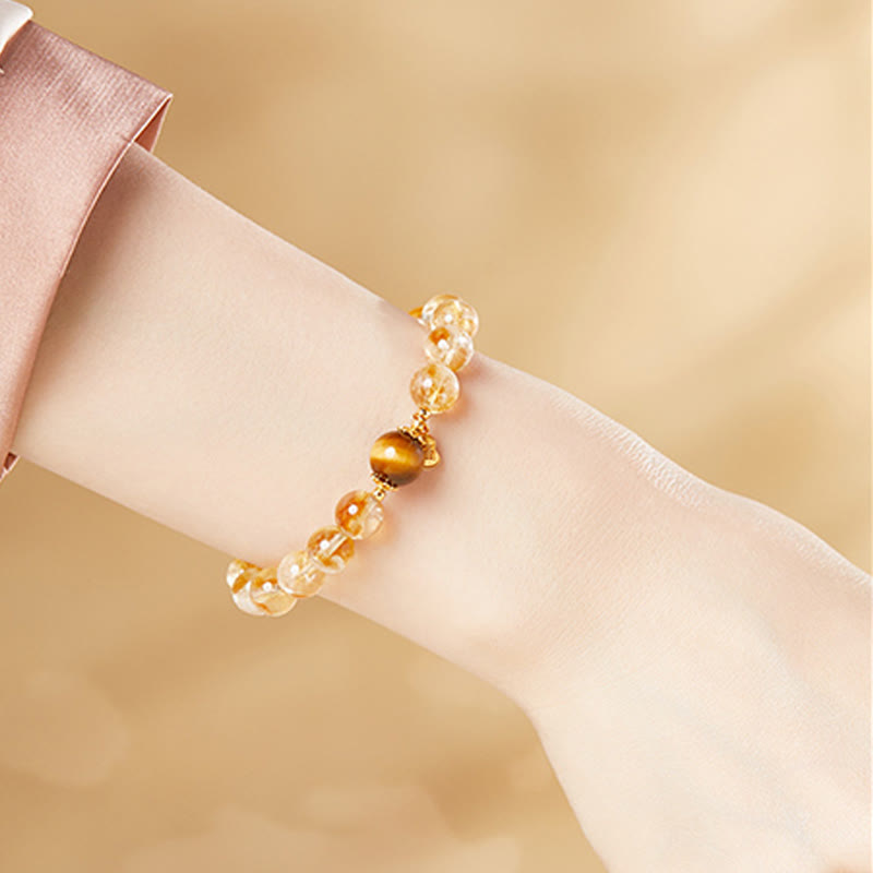Bracelet de prospérité en citrine œil de tigre naturel 8 mm