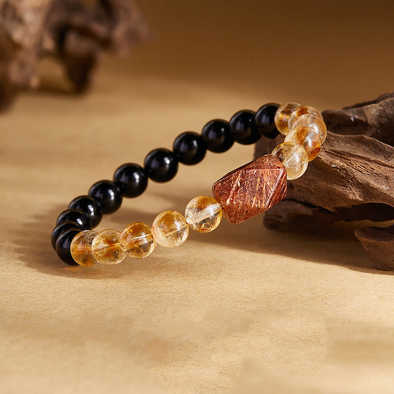 8mm Obsidian Citrine Super Seven Strength Bracelet
