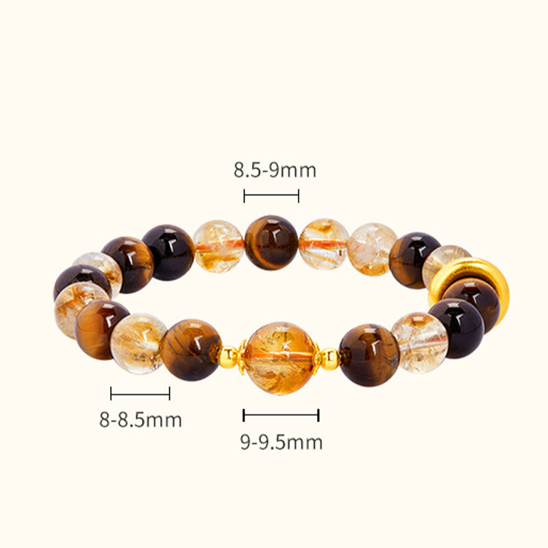 Bracelet de protection en œil de tigre et citrine de 8 mm