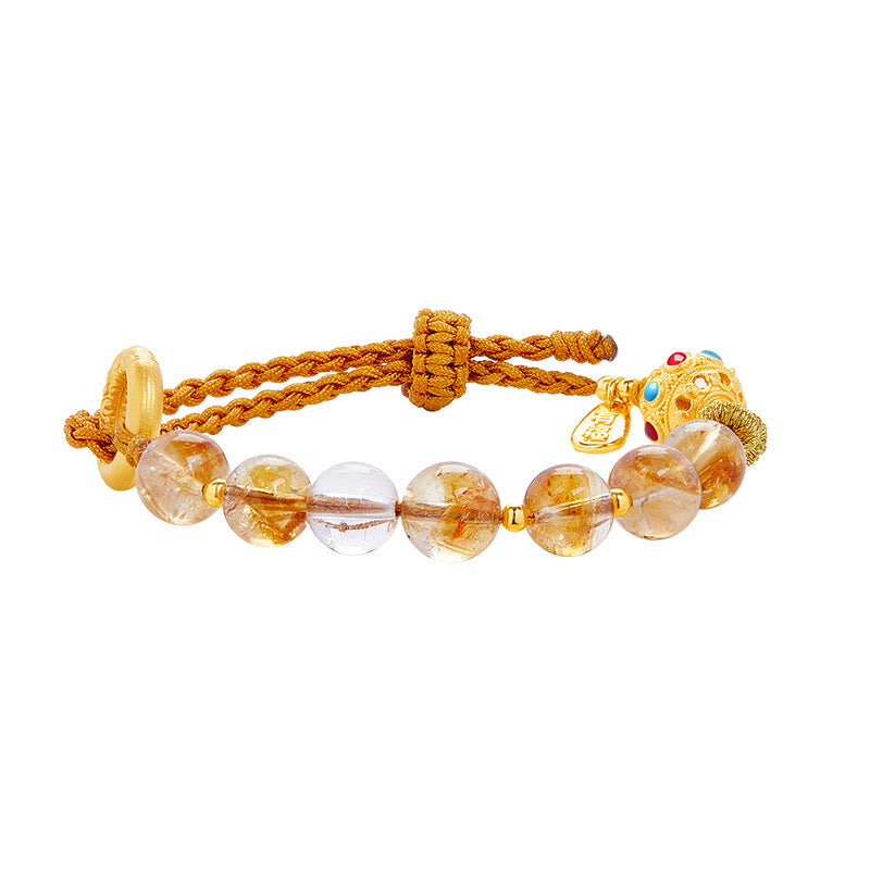Bracelet en citrine de 8 mm avec boucle de paix pour la protection