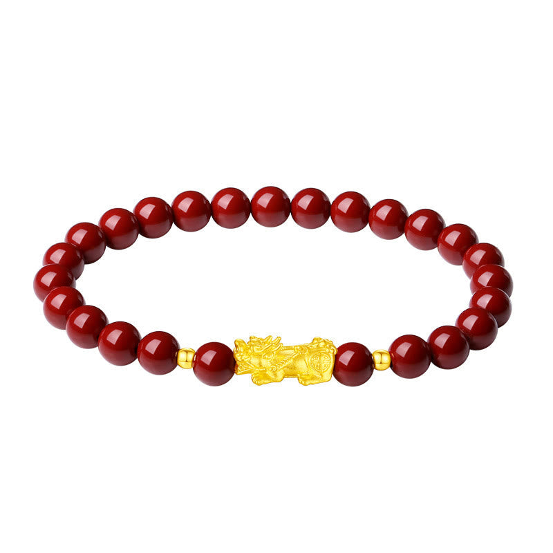 Bracelet Pixiu en cinabre de 6 mm pour le calme et la richesse