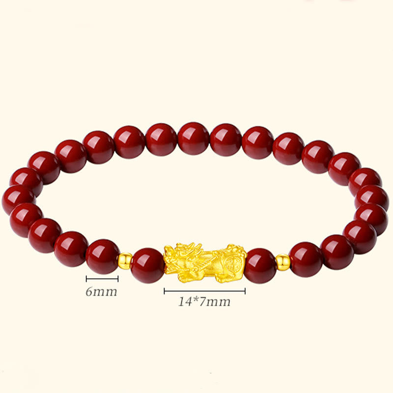 Bracelet Pixiu en cinabre de 6 mm pour le calme et la richesse
