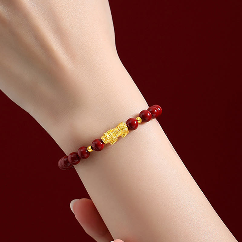 Bracelet Pixiu en cinabre de 6 mm pour le calme et la richesse