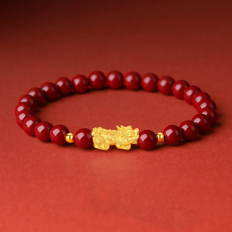 6mm Cinnabar Pixiu Bracelet for Calm and Wealth