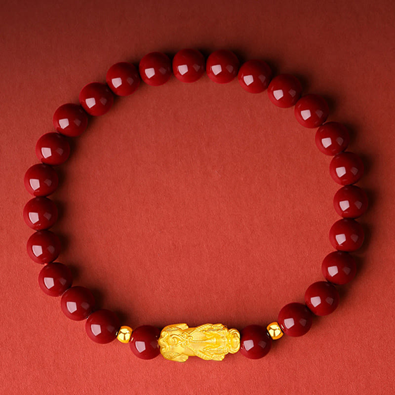 6mm Cinnabar Pixiu Bracelet for Calm and Wealth