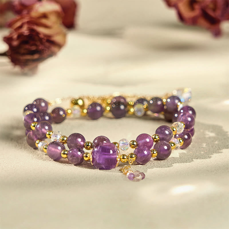 Amethyst Square Bead Meditation Bracelet 14-15cm Women