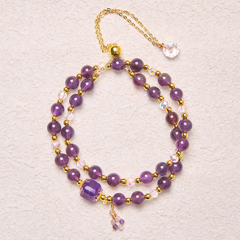 Amethyst Square Bead Meditation Bracelet 14-15cm Women