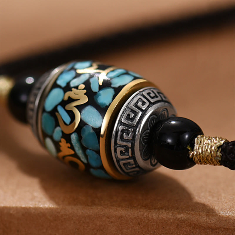 Collier Om Mani Padme Hum Pendentif de protection en perle Dzi