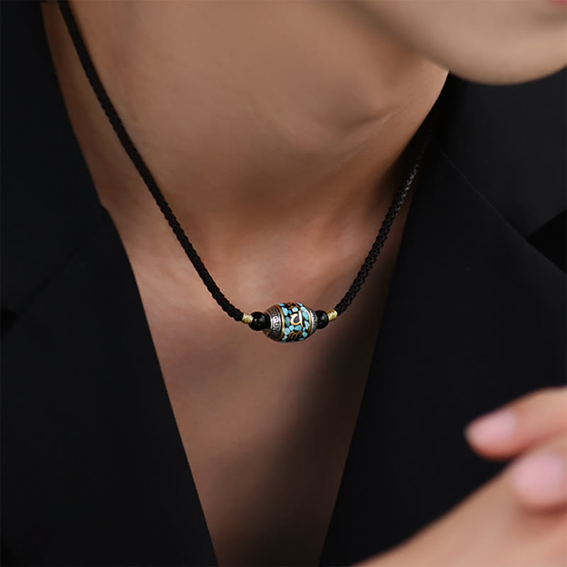 Collier Om Mani Padme Hum Pendentif de protection en perle Dzi