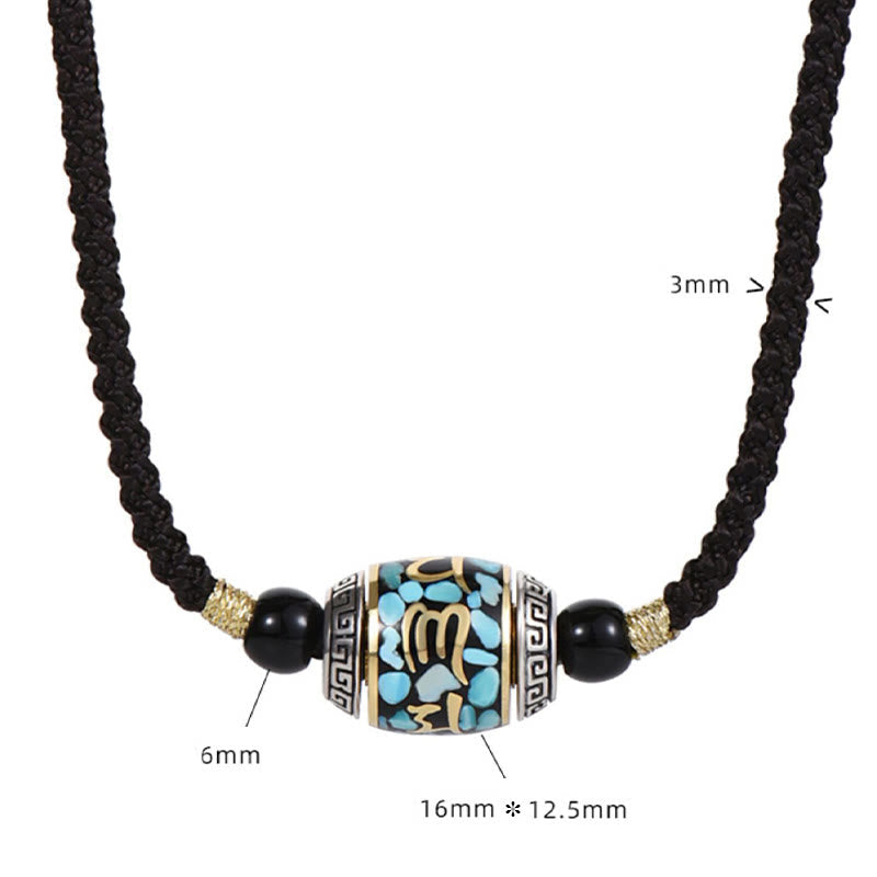 Collier Om Mani Padme Hum Pendentif de protection en perle Dzi