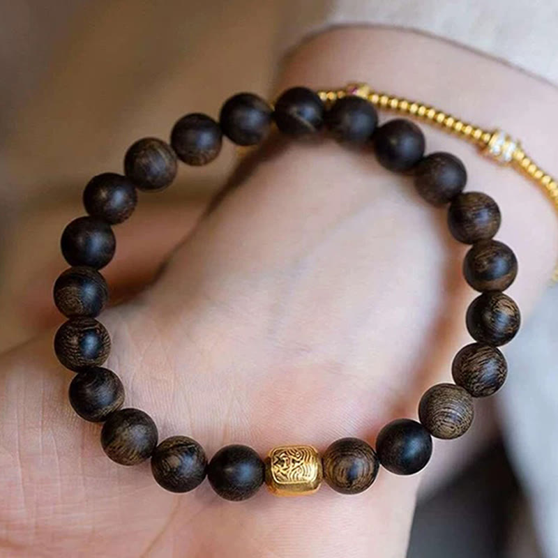 Bracelet de perles spirituelles en bois de wengé de 8 mm pour la protection