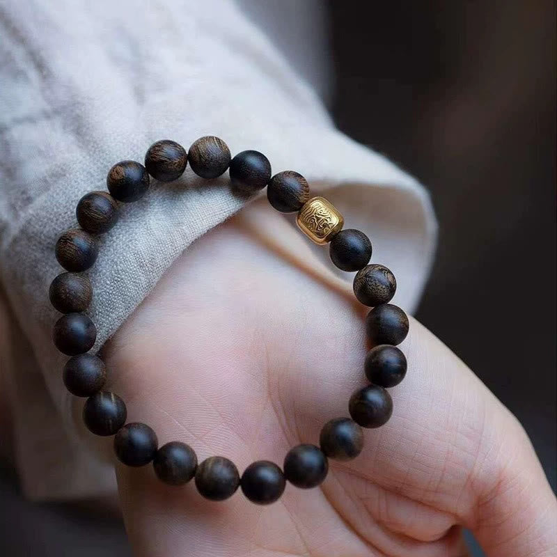 Bracelet de perles spirituelles en bois de wengé de 8 mm pour la protection