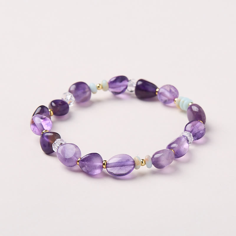 Unisex Amethyst White Crystal Healing Bracelet 14-16cm