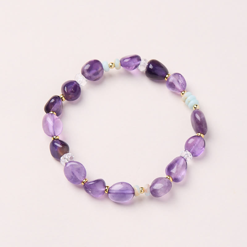 Unisex Amethyst White Crystal Healing Bracelet 14-16cm