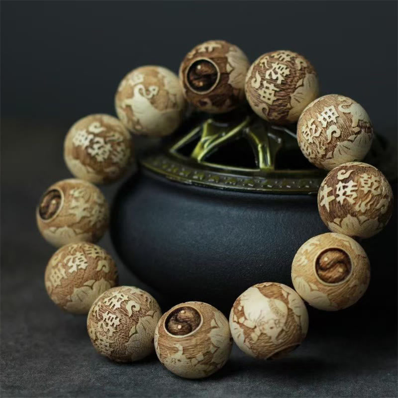 Camphor Wood Yin Yang Clarity Bracelet 20mm Meditation