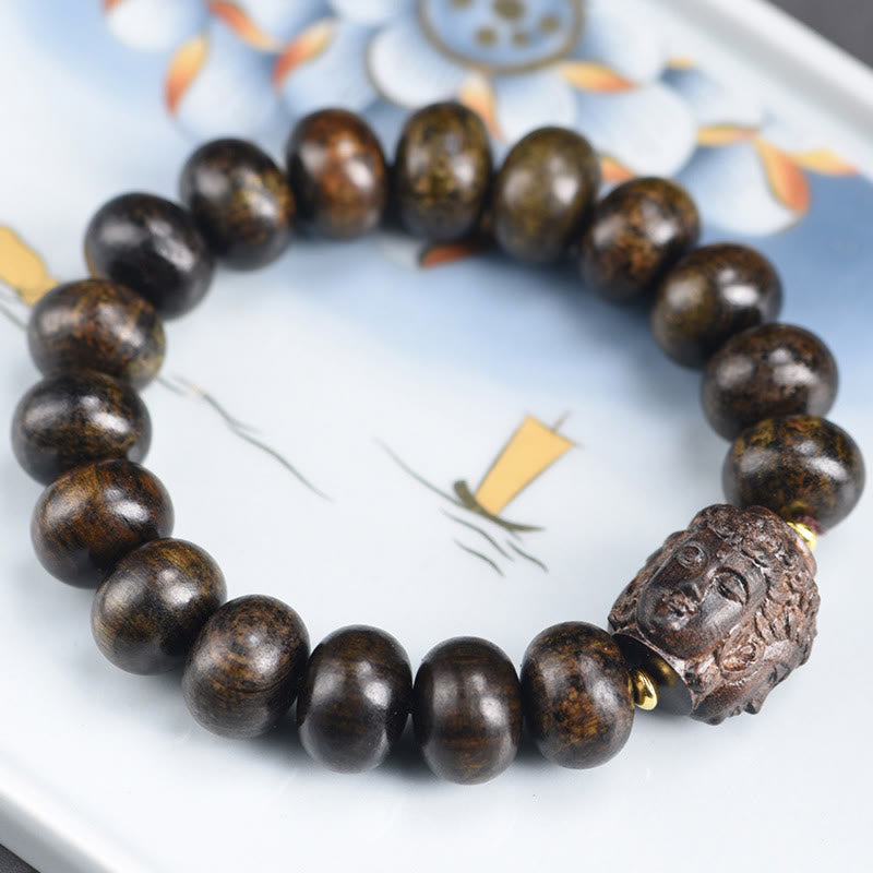Tibetan Wood Buddha Bracelet | Serenity & Compassion