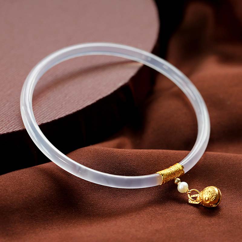 Bracelet Succès en Jade Cyan et Blanc 58mm