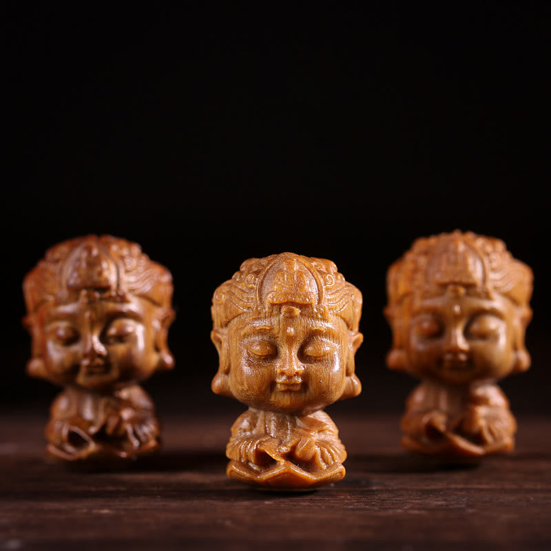 Décoration Bouddha du zodiaque chinois en bois de santal vert