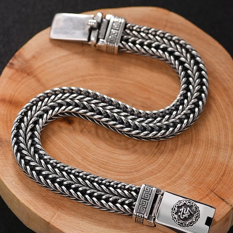 Bracelet tressé en cuivre Om Mani Padme Hum de 18 cm pour la paix