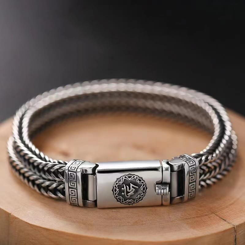 Bracelet tressé en cuivre Om Mani Padme Hum de 18 cm pour la paix