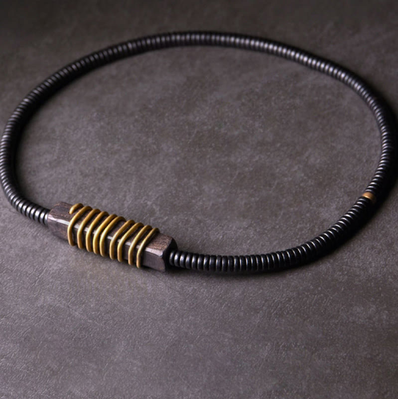 Bracelet boule en laiton et bois d'ébène de 18 mm pour l'équilibre et le calme