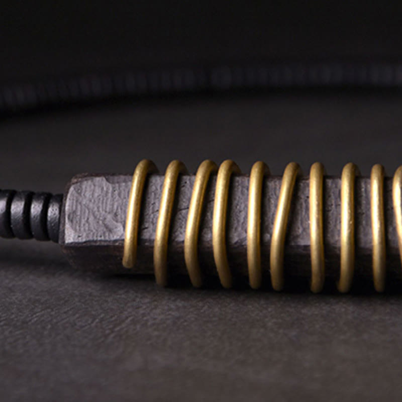 Bracelet boule en laiton et bois d'ébène de 18 mm pour l'équilibre et le calme