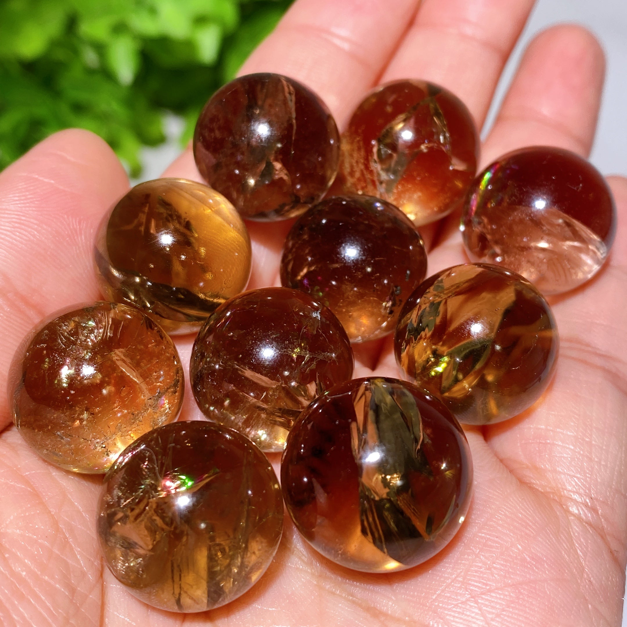 Sphère de cristal de citrine fumée de 18 mm pour la guérison
