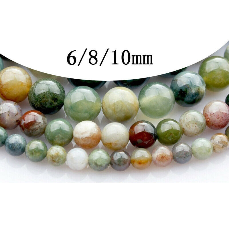 Bracelet en agate indienne 8 mm pour la chance et l'énergie calme