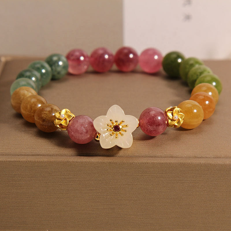 Bracelet Love en jade tourmaline coloré pour poignet de 14 à 16 cm