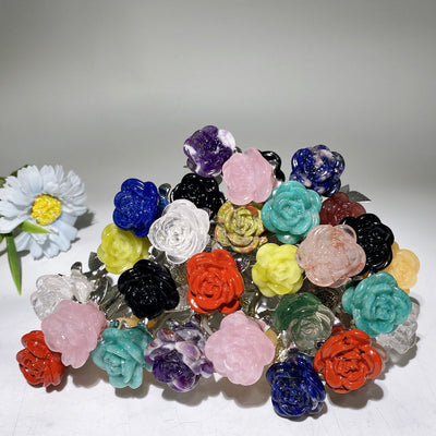 Fleurs doubles en cristal mélangées de 19 cm | Tige argentée