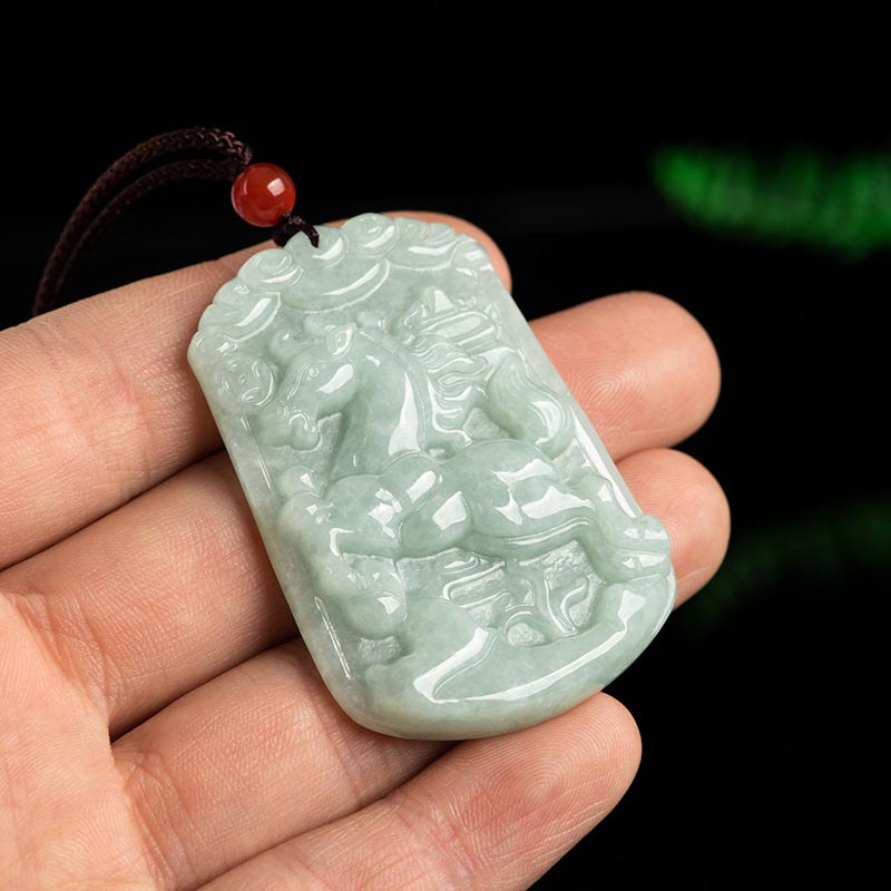 Unisex Jade Necklace with 12 Chinese Zodiac Pendants for Abundance