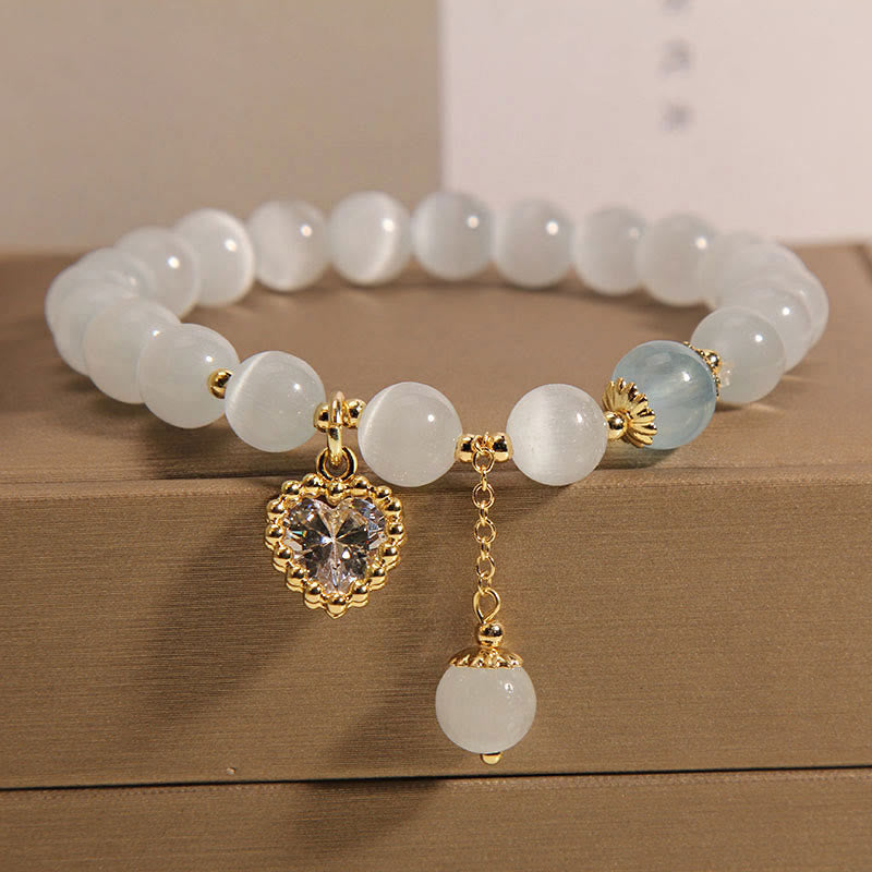 Bracelet spirituel œil de chat 8 mm pour la paix et l'amour
