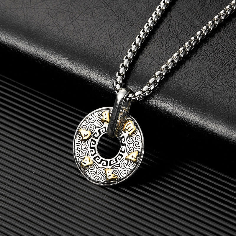 Collier Om Mani Padme Hum | Pendentif boucle de paix en acier titane