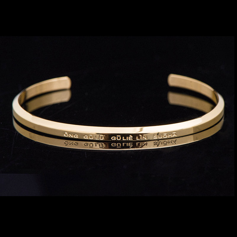 Bracelet Om Mani Padme Hum en acier titane avec six mots vrais