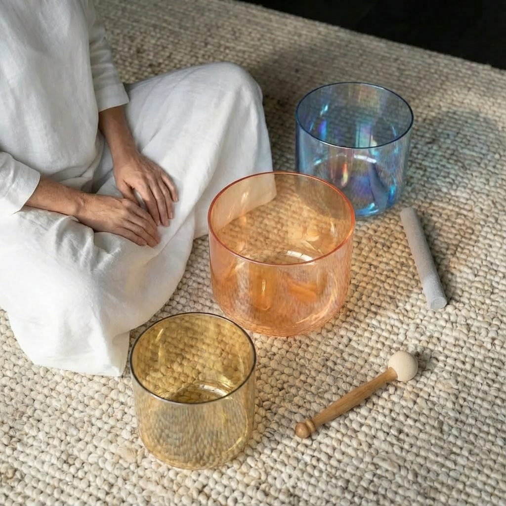 Ensemble de bols chantants en cristal de quartz de 6", 8", 10" pour la guérison