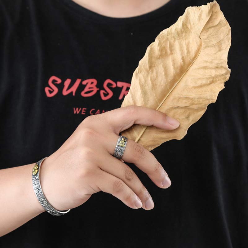 Bague porte-bonheur ajustable en cuivre avec signe du zodiaque chinois