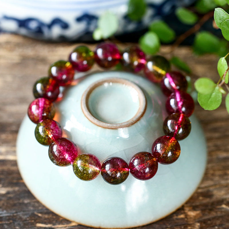 Bracelet spirituel en tourmaline de 8 mm pour l'amour et la sagesse