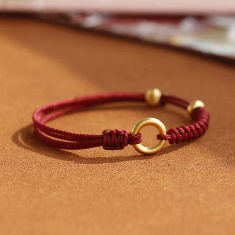 Alloy Peace Buckle Red String Bracelet for Protection & Luck