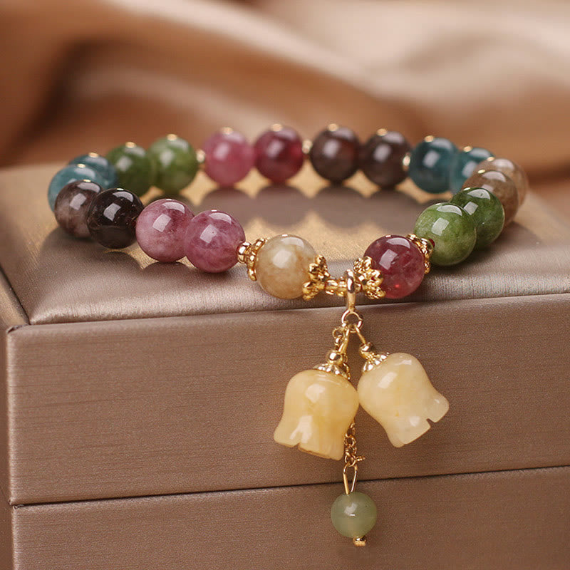 Bracelet d'amour spirituel en tourmaline colorée naturelle