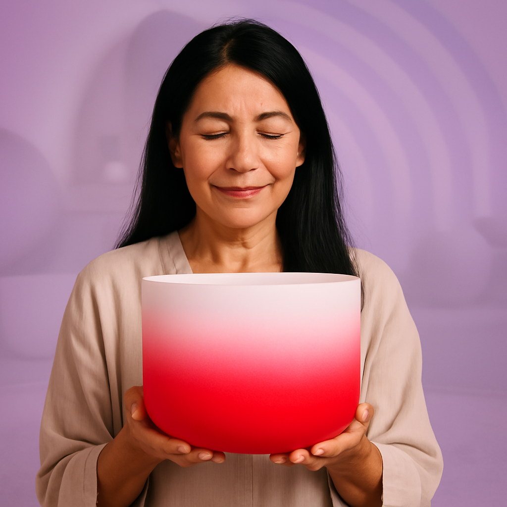 Bol chantant en cristal - Bol sonore pour le chakra racine - Bol de méditation avec note C pour la guérison
