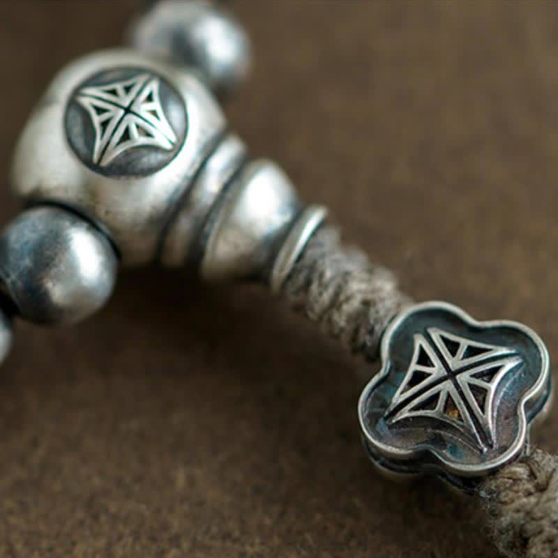 Bracelet de confiance en argent sterling avec 108 perles Mala et agate rouge turquoise