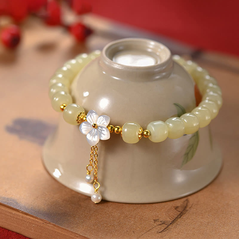 Bracelet porte-bonheur en jade Hetian 14-16 cm